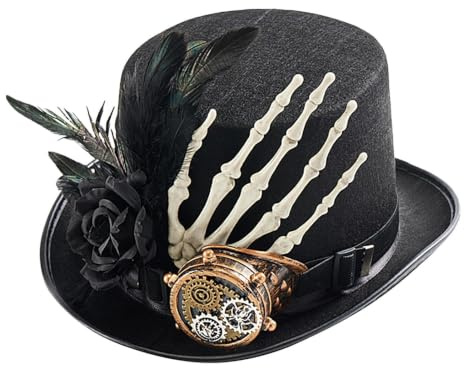 Tktouci Herren Steampunk Hut | Modische Hüte,Unisex Damen Herren Totenkopf Hand Vintage Steampunk Zylinder Halloween Fotozubehör