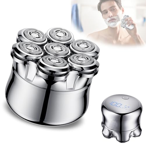 Rasoir Tete Chauve Homme, Tondeuse chauve 7D Tête Magnétique, Rasoir Tete Étanche, rasoir de Tête Chauve electriques pour Homme, Humide et Sèche, Sans fil éTanche avec Affichage Led