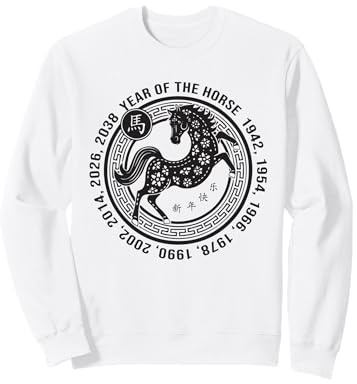 Année du Cheval 2026 Zodiaque Chinois Nouvel an Lunaire Feu Sweatshirt