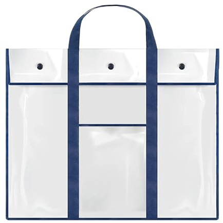 Kunst-Tragetasche, 80 x 65 cm, transparentes PVC, wasserdicht, große Tragetasche für Kunstwerke, mit Griff, Zubehörtasche, langlebige Schutztaschen für Künstler, Studenten, Profis, blau, Beziehen Sie