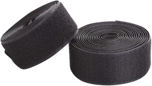 Wiederverwendbar Klettverschluss zum Nähen, Extra Starke Flausch&Hakenband für Kleidung, Heimtextilien, Klettband zum Aufnähen aus Nylon-Polyester (4 cm x 6.5 m,Schwarz)