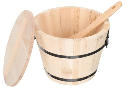 SUPVOX Seau de Rangement en Bois avec Couvercle Pratique pour Riz Cuit la Vapeur, Surface Polie, Usage Quotidien Restaurants
