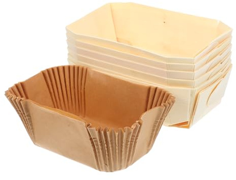 Toyvian Moldes Rectangulares para Pan y Bizcochos en Madera Bandejas de Papel Natural 6 Unidades para Horno y Uso en Cocina