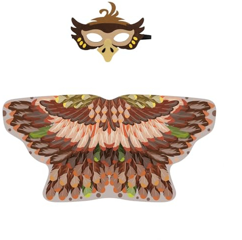 EQLEF Disfraz de Alas de Pájaro para Niños con Máscara de Fieltro, 2 Piezas Capa de Águila y Máscara para Niños y Niñas Halloween Carnaval Cosplay y Juego Imaginativo