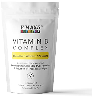Vitamin B Complex 120 Tablets (4 Month Supply) - Contains All Eight B Vitamins in 1 Tablet, Vitamins B1, B2, B3, B5, B6, B12, Biotin & Folic Acid by Fmax5 Supplements