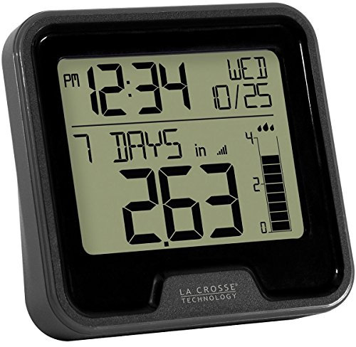 La Crosse Technology Pluviomètre numérique sans fil avec température intérieure, noir, 9 cm (L) x 3 cm (l) x 8,5 cm (H)