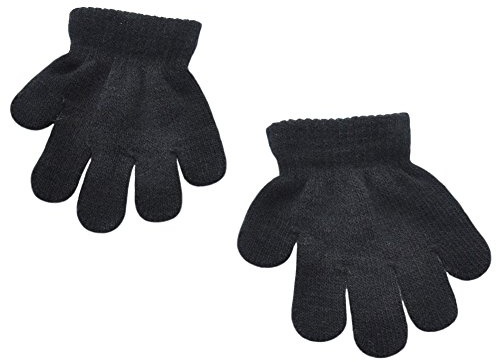 BaiX Toddler Boys and Girls Winter Knitted Writing Gloves, 1-3 Years Old, Black