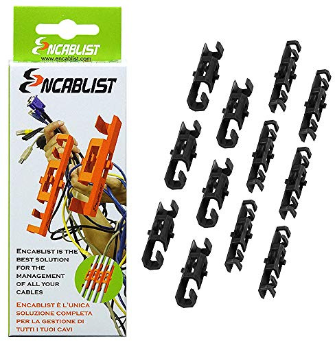 Encablist Accessoire universel pour gérer et organiser tous les câbles de TV, PC, ordinateur portable, appareils ménagers de maison et bureau Boîte 12 pièces Fabriqué en Italie