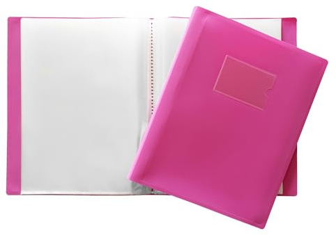 Janrax Präsentationsmappe, flexibler Einband, 100 Hüllen, A4, Pink