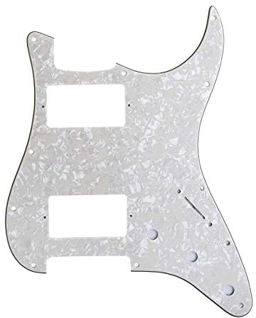 Musiclily Pro 11 Löcher HH Strat Pickguard Gitarren Schlagbrett für Fender American/Mexican Standard Stratocaster Modern Style, 4 lagig Parchment Pearl