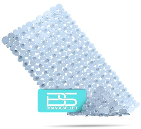 Brandsseller Badewanneneinlage 70x35 cm Badewannenmatte Duschmatte in Steinoptik Blau-Transparent