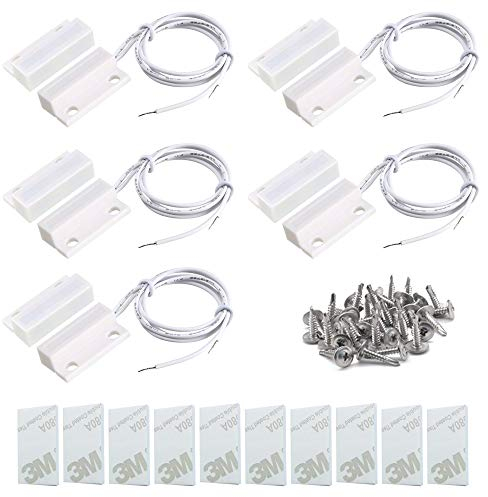 Gebildet 5pcs Recessed Wired Security Window Gate Contact Sensor Alarm,Magnetic Reed Switch White,Magnetic Door Sensor,Magnet Near - Connect Circuit, Magnet Away - Break Circuit