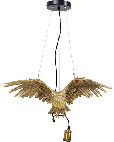 Kare Design lampada a sospensione Animal Owl, oro, animali, gufo, altezza regolabile, stile esotico giungla, sala da pranzo/stanza bambini/banco bar, 60x57x14cm (A/L/P), lampadina non inclusa