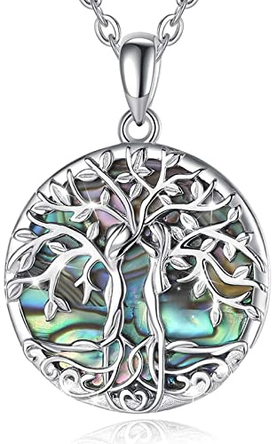 CELESTIA Donna Albero della Vita Ciondolo Collana di Argento Sterling 925 Madreperla Nacre, Gioielli Sorellanti, Regali per Sorelle di 2