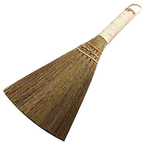 Egurs Reisstrohbesen Handfeger Mini Haushaltshandbuch Stroh Geflochtene Kleine Besen mit stiel Für Zuhause,Im Freien,Garten handgemachte Staub Boden Reinigungs(26cm) 26cm