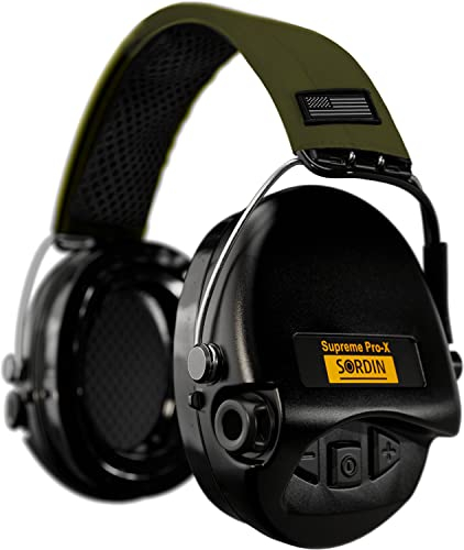 Sordin Pro-X Capsule hearing protectors - EN 352 - Gel cushions, US-Band (green) & black capsules