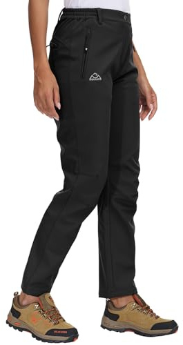 Rdruko Pantalon de ski de neige thermique doublé en polaire pour femme - Imperméable - Pour la randonnée en extérieur, la marche, le travail - Pantalon de sport d'hiver, Noir , XS