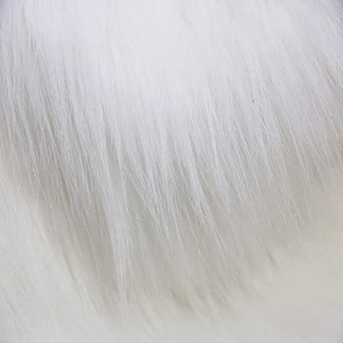 BNALU Weiß Faux Pelz Stoff Für Handwerk Langhaufen Shaggy Plüsch Stoff Für Gnomes Bart Haar Cosplay Kostüm Zwerg Dekoration Material Decke Decke Requisiten Kulissen(Size:200×160cm)