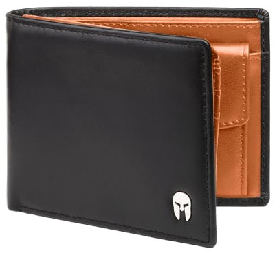 SPARTANO Herren Geldbörse, Herren Wallet mit RFID-Schutz, mit Münzfach, Portemonnaie mit 11 Kreditkartentasche und 2 Geldscheine (Orange)