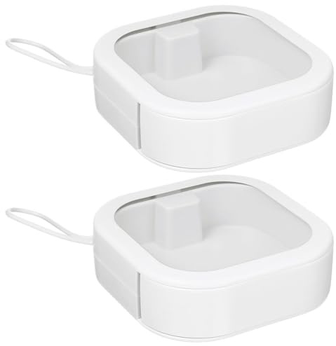 Operitacx 2 Stück Tragbare Haargummi-Organizer Boxen, Kleine Aufbewahrungsbox Für Haargummis, Schmuck, Haarspangen, Wattestäbchen, 9,5 X 9,5 X 3 Cm, Weiß