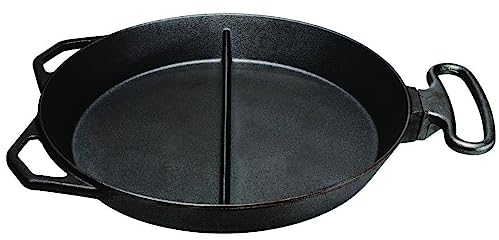 SKK große XL Pfanne Ø 65 cm - Outdoor Riesenpfanne Eisenguss - geteilte Guss-Bratpfanne 3 Griffe Mittelsteg - ideal für Grillpartys - Made in Germany