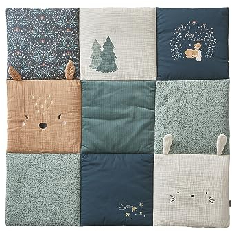 VERTBAUDET Baby Spieldecke/Laufstalleinlage MAGIC FOREST Oeko-Tex grün bedruckt 75X100