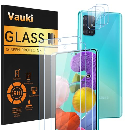 Vauki [3 Stück Schutzfolie für Samsung Galaxy A51 mit 3 Kamera Schutzglas,9H Härte Transparent HD Displayschutzfolie,Blasenfrei,Kratzfest,Schutzfolie für Samsung Galaxy A51 6.5 Zoll