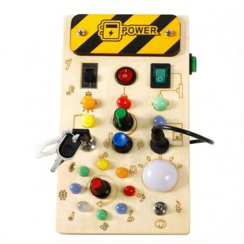 Busy Board, Aktivityboard, Musikalisch LED Holzspielzeug für Motorik und Lernentwicklung