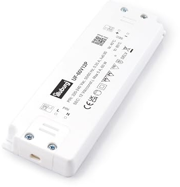 illuburg LED Trafo 12V 60W Flach Flackerfrei Geräuschlos für GU4 GU5,3 LED Streifen Möbel Verdeckte Montage Netzteil Treiber Vorschaltgerät Driver Power Supply
