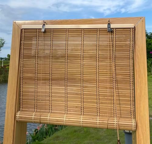 Bambusrollo für Draussen Wetterfest, Shading Rate 65% Bambus Rollo, Sonnenschutzrollo Holz Jalousien Fenster für Innen, Außen, Restaurant, Teestube, Pavillon, Innenhof, Schutz Der Privatsphäre (Size