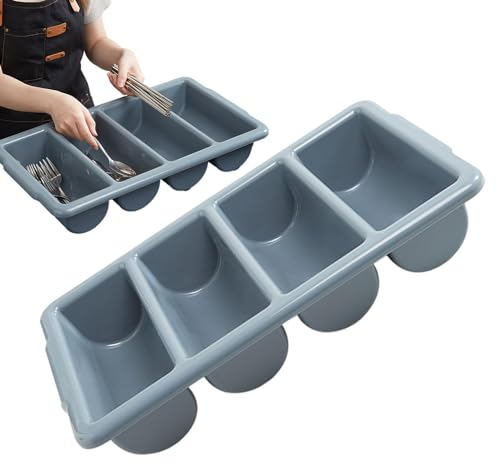 Anulely Organizador de cubiertos para cubiertos, bandeja para cubiertos | Soporte para utensilios de cocina - Capacidad grande apilable de la bandeja pensativa del utensilio de cocina de la manija