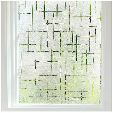 Finnez Fensterfolie Selbsthaftend Sichtschutzfolie 115 x 400 cm Sternmuster | Milchglasfolie Statisch Selbsthaftend Klebefolie Dekofolie für Wohnzimmer Küche Büro Anti-UV