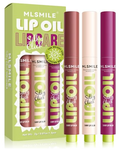 Riroenst 3Pcs Lippenöl Slick Click, aufbaubar, leicht, feuchtigkeitsspendender getönter Lippenbalsam, feuchtigkeitsspendendes, langanhaltendes Lippen-Plumper-Make-up für Frauen