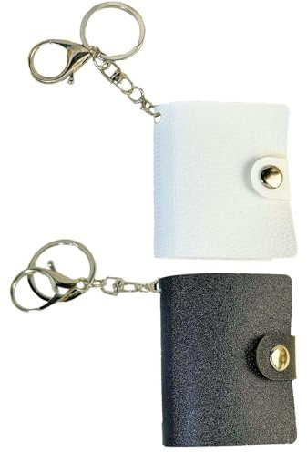 2Pcs Mini Scrapbook Keychain, Mini Photo Album, DIY Photo Book Keyring Mini Photo Album with Keyring Pockets Photo Key Accessories for Family Couples Mini Album for Cards Picture Cards ID Photo