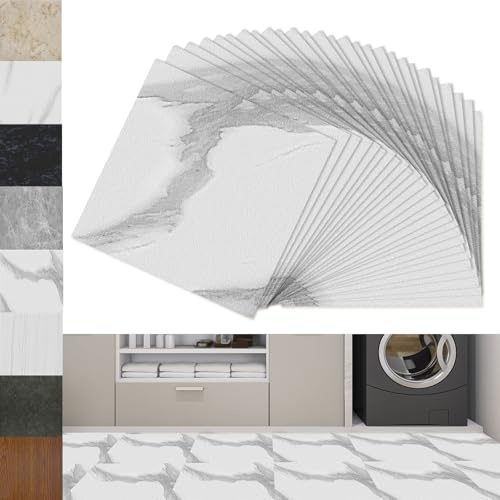 Froadp PVC Bodenbelag Selbstklebende Fliesen 30 x 30 cm Quadrat Fliesenoptik Vinylboden Bodenfliesen für Wohnzimmer Küche Balkon Rutschfest Wasserfest Boden Fliense (Typ 3, 54 Stück - 5,02m²)