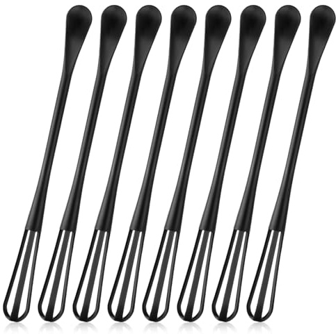8 Stück Kunststoff Schneebesen Set Kleiner Schneebesen mit Mini Löffel 2 in 1 Multifunktions Mini-Schneebesen, zum Kochen Mixen Eierschlagen Rühren Ei Milch heiße Schokolade Saucen