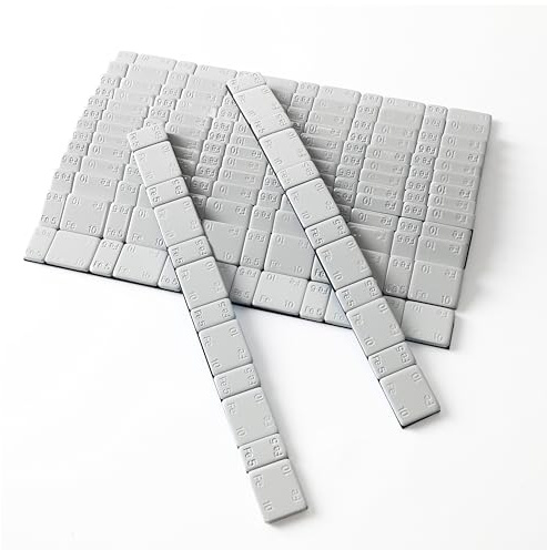 ZERINT WW-15RG180 18 Strisce (5g + 10g) x 5 Adesivi Striscia Adesiva Pesi Equilibratura per Auto, Camion, SUV e Motocicli,Pesi di bilanciamento Argento Rivestito in plastica,1.35KG