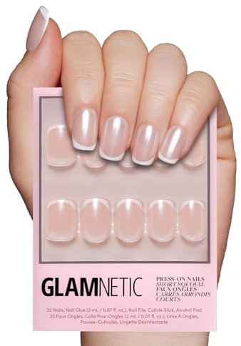 Glamnetic Press On Nails - Short Squoval, Glossy Fake Nails 30 Pc Full Kit