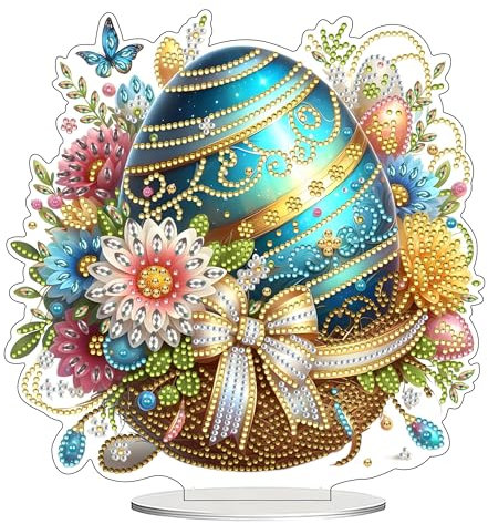 Generisch Diamond Painting Ostern Osterei, Diamond Painting Frühling Osterhase Ostern Tischdeko, 5D Doppelseitig Diamant Painting Ornamente, Diamond Painting Osterhase Ostern Deko
