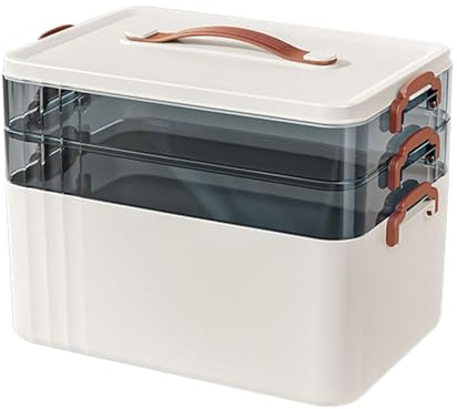Organizer Farmaci Sicurezza Familiare | Scatola Portaoggetti Contenitore con organizer giornaliero impilabile portatile per casa e viaggio