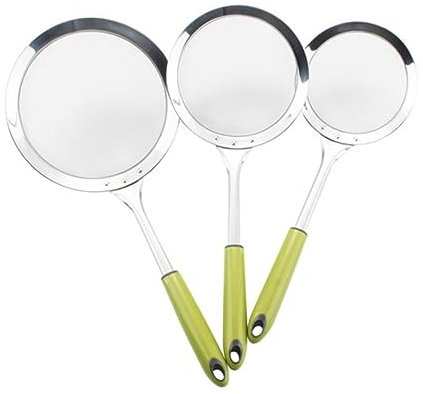 CIYODO Colador Para Ollas Calientes Colador De Acero Inoxidable Con Mango Para Freír y Cocinar Espumadera De Acero Inoxidable Para Colar Fideos y Papas Fritas
