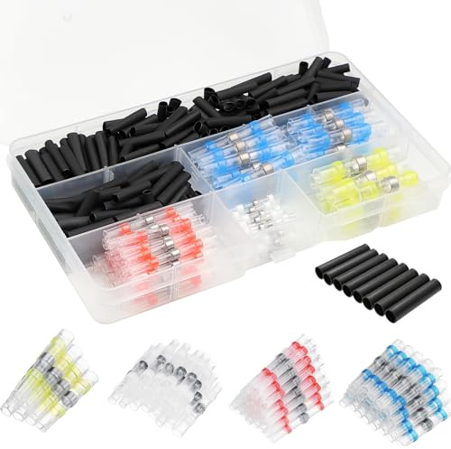 300er Set Lötverbinder, 5 Farben Schrumpfverbinder Kabelverbinder | Kabel Quetschverbinder Set Für Dichte Isolierung, Geeignet Für Automotive, Marine Und Reparaturen an Elektrischen Geräten