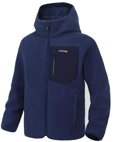 Pioneer Camp Fleecejacke Herren mit Kapuze Warm Atmungsaktiv Teddy Jacke Reißverschluss Feuchtigkeitstransportierend Outdoor Jacken mit 5 Taschen für Outdoor Wandern Trekking