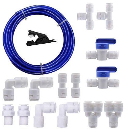 Tubo flessibile per frigorifero Blu HUAZIZ da 10metri, tubo flessibile per osmosi inversa per frigorifero affiancato, filtro per acqua, acquario, linea ingresso dell'acqua da 1/4con tagliatubi