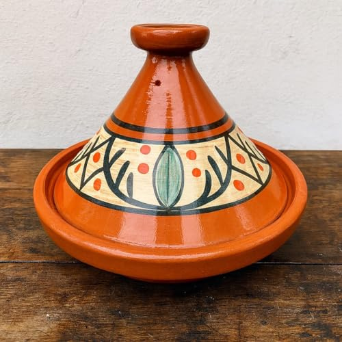 Tajine XL 35 cm en terre cuite peinte à la main - Casserole traditionnelle marocaine/tunisienne + Ebook gratuit 3107251005