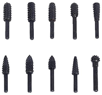 10 Pcs Rasp File Drill Bits Set For Grinding Polishing Shaping Burnishing Wood Surfaces 1/4'' 6mm Shank Files For Wood