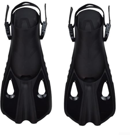 Yuanpgky Aletas de esnórquel ajustables para adultos, cómodas y resistentes al desgaste, con ajuste seguro, material de silicona ligero, compatible con esnórquel (negro L/XL)