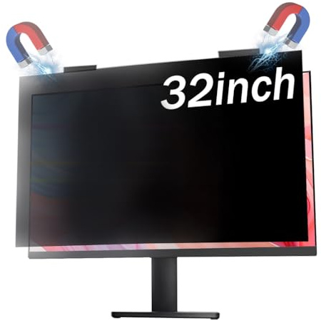 32 Magnetic Privacy Screen Blue Light Filter with Privacy, Stealth Shield Anti-Glare Technology, Magnetic Border for Modern Monitors, 16:9 Aspect,32inch(730mm/440mm)