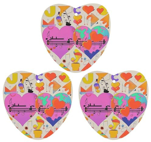 3 PCS Car Air Freshener Cards Personalized Music Symbols Love Automotive Air Fresheners Long-Lasting Double Sided Hanging Scented Card for Car Rearview Wardrobe Bathroom White
