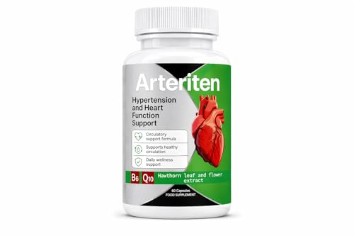 Arteriten 60 cápsulas – Complemento alimenticio con extractos vegetales, magnesio, L-arginina, coenzima Q10, vitamina B6 y ácido fólico (1)